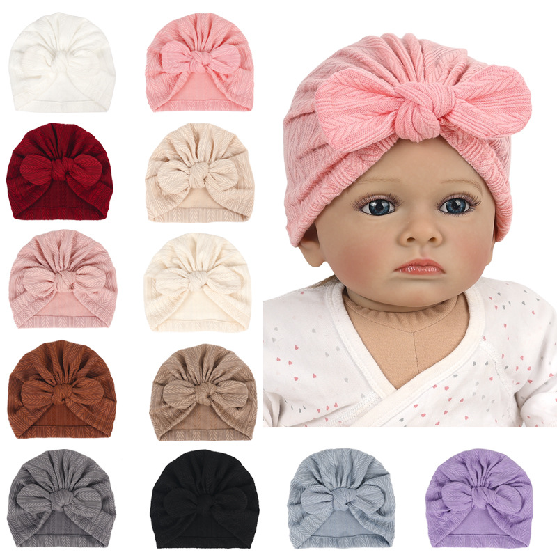 Infant Beanie Hat With Ears - Yeni Buğday Desenli Bebek Kız Bere
