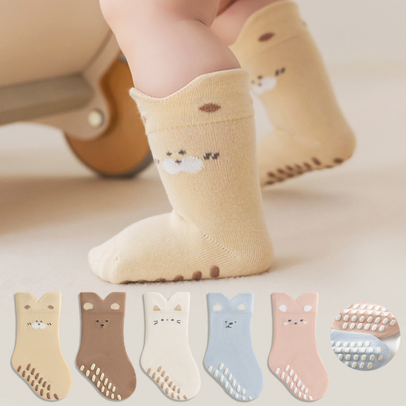 Unisex Baby Socks Non Slip - 3/5 Çift Yenidoğan Çocuk kaymaz Çorap