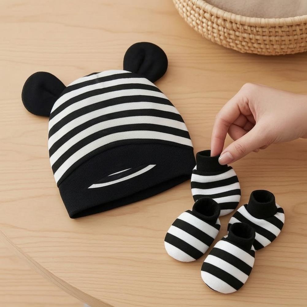 Infant Beanie Hat With Ears - Yenidoğanlar için Çizilmez Eldivenler Yenidoğan Bebek