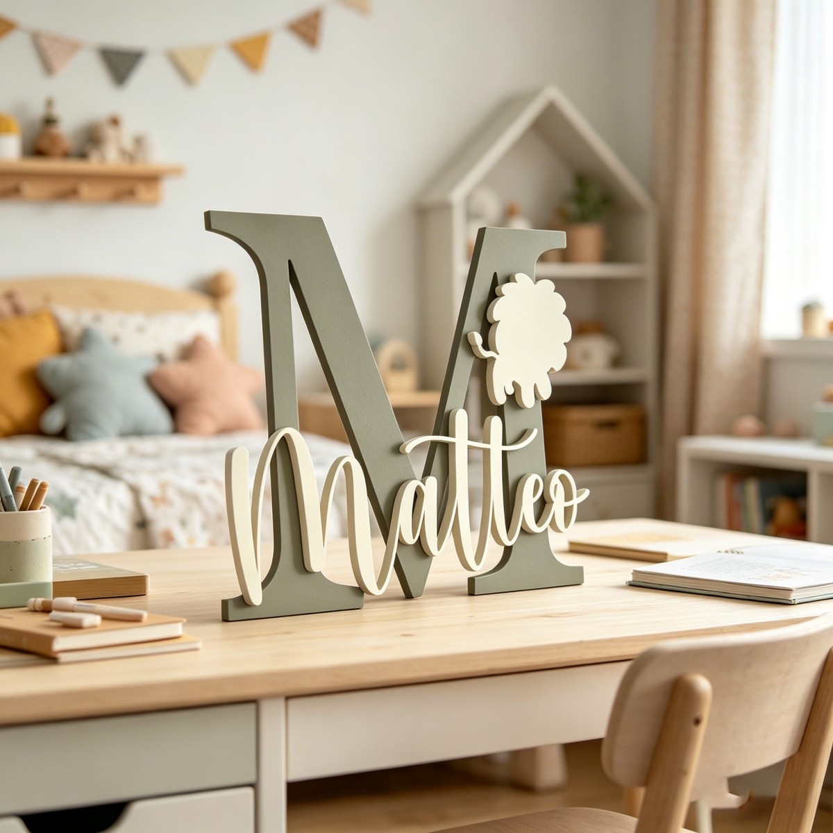 1 adet özel aslan adı ve ilk a - Nursery incelemesi ve fiyatı