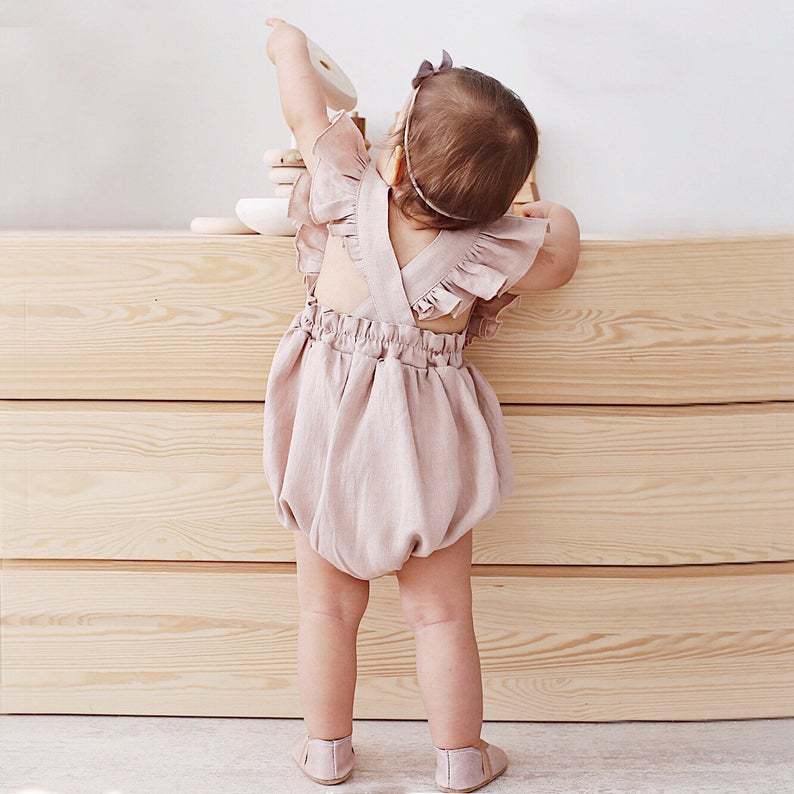 Bebek Kız Çocuk Yazlık Tulumla - Baby Summer Linen Sleeveless Jumpsuit incelemesi ve fiyatı